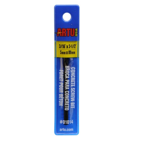 Artu Concrete Screw Drill Bit, 3/16" x 3-1/2" 01014